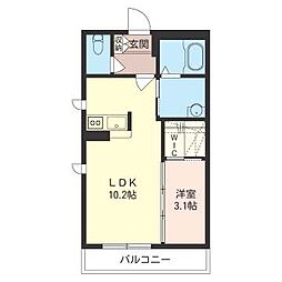 MASTLIFE研究学園A 1LDKの間取図画像