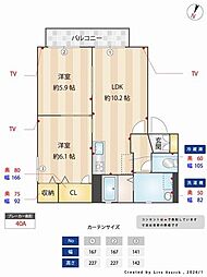 メゾン神田C 2LDKの間取図画像
