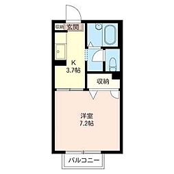 エターナルヤシマ 1Kの間取図画像