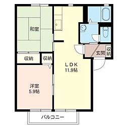 グランフォルト 2LDKの間取図画像