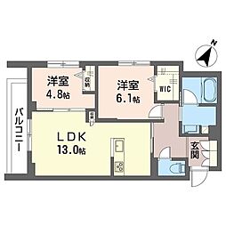 LYNN竹園 2LDKの間取図画像