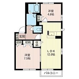 サンコーポA 2LDKの間取図画像