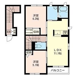 ヴィラグートA 2LDKの間取図画像