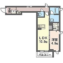 ベルコート 1LDKの間取図画像