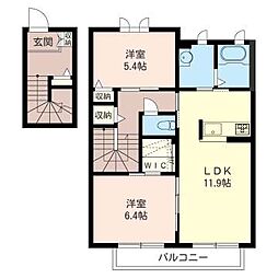 woodvillageC 2LDKの間取図画像