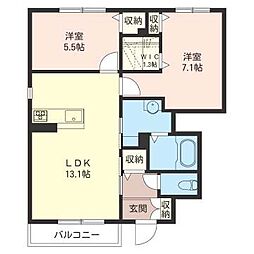 ディアー 2LDKの間取図画像