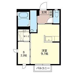 プランドールK ワンルームの間取図画像