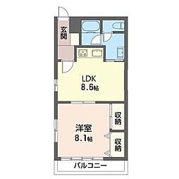 ルミネミワ1 1LDKの間取図画像