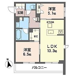 ラピスール 2LDKの間取図画像