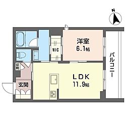 ラピスール 1LDKの間取図画像