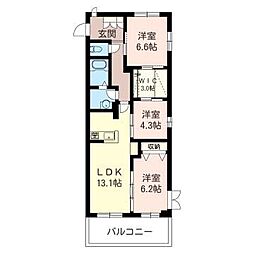 ボナール志村 3LDKの間取図画像