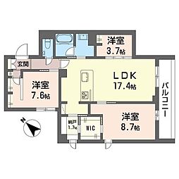 プルネ メゾン 3SLDKの間取図画像