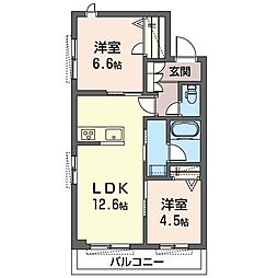 チッタドーロ浮間舟渡 2LDKの間取図画像