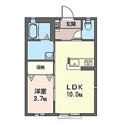 マストライフ高崎上大類B 1LDKの間取図画像
