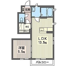 プリモス・コートE 1LDKの間取図画像