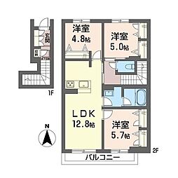 グリーン ベル 3LDKの間取図画像