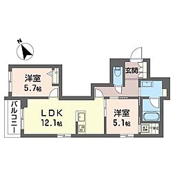 エクラシア東山 2LDKの間取図画像