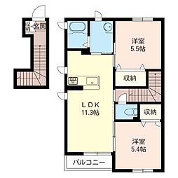 ブランショコラB 2LDKの間取図画像