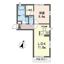 パレドールA 1LDKの間取図画像