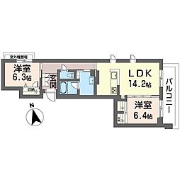 ベレオ船橋 2LDKの間取図画像