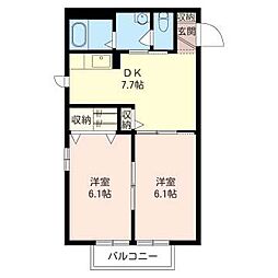 メゾンアルカディア 2DKの間取図画像
