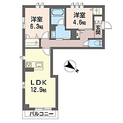 蔵屋マンション第5 2LDKの間取図画像