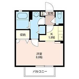 プリムローズ 1Kの間取図画像