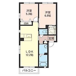 サンライズグリーン 2LDKの間取図画像
