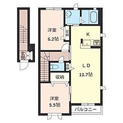 エクセレント・ヴィラA 2LDKの間取図画像