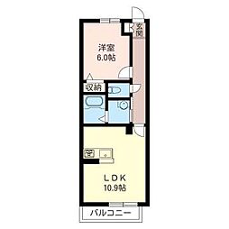 サンモール藤吉 1LDKの間取図画像