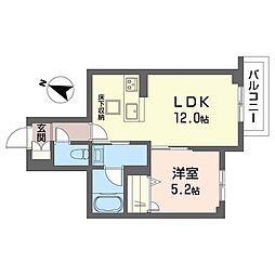 アドバンス 1LDKの間取図画像