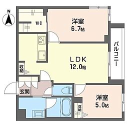 プレリー・レーヴ都賀 2LDKの間取図画像