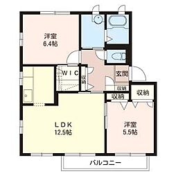 ジュネス壱番館 2LDKの間取図画像