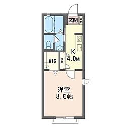 アネックス 1Kの間取図画像
