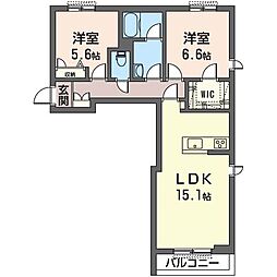 仮)アンビエラII 2LDKの間取図画像