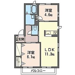 アルト伊豆島C 2LDKの間取図画像