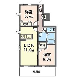 アデルA 2LDKの間取図画像