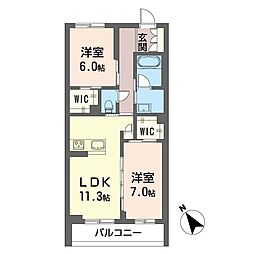 ティエンポ フェリズ I 2LDKの間取図画像