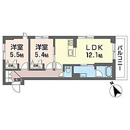 セルディーナ プリマ 2LDKの間取図画像