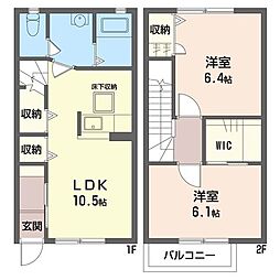 パークS 2LDKの間取図画像
