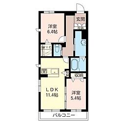 レクエルド2 2LDKの間取図画像