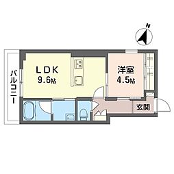 ヴァール・ベルト 1LDKの間取図画像