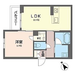 ルミエールカルム 1LDKの間取図画像