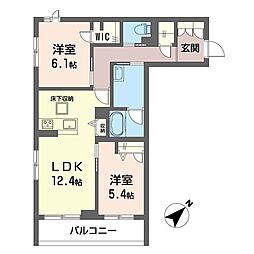 アルナージュ 2LDKの間取図画像