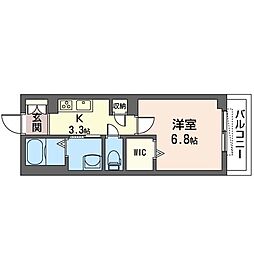 ルミエールけやき 1Kの間取図画像