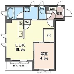 サンポーチ福栄参番館 1LDKの間取図画像
