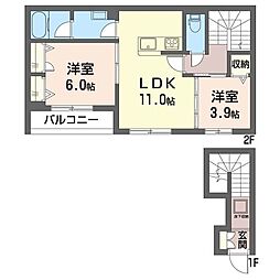 ランサローテ 2LDKの間取図画像