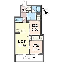 ククナ 2LDKの間取図画像