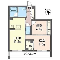 ククナ 2LDKの間取図画像