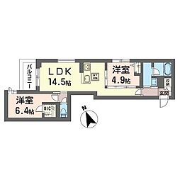 アメージングコートD 2LDKの間取図画像